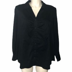 Lane Bryant black long sleeve button down blouse